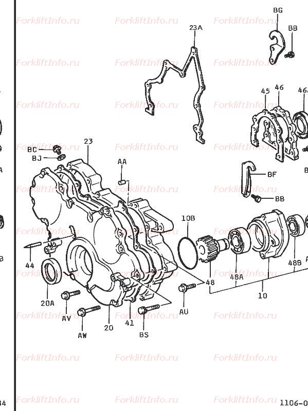 Передняя крышка и задний сальник двигателя 1DZ Toyota