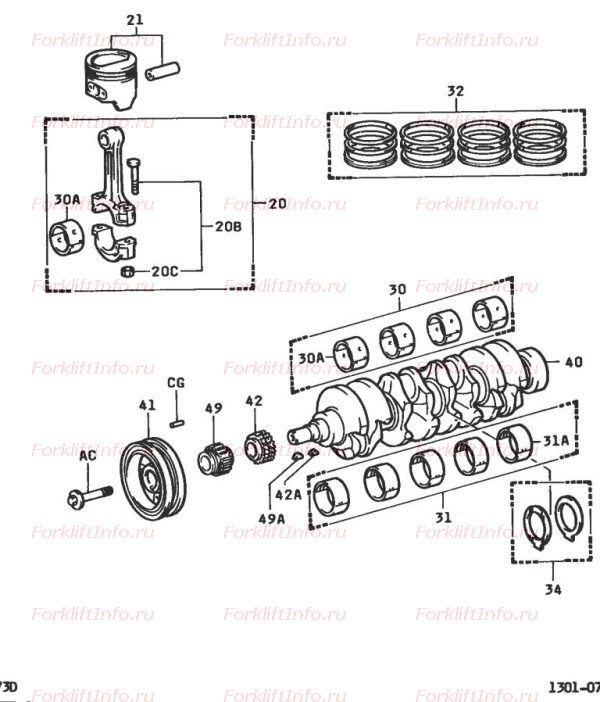 Коленвал, поршни 4Y Toyota