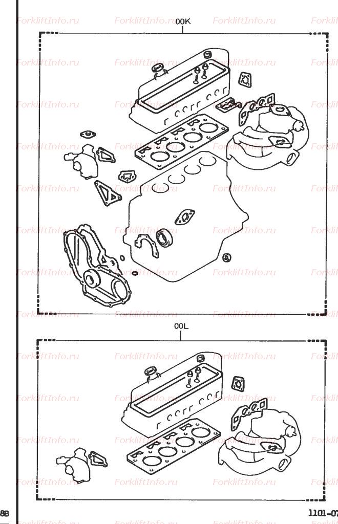 Прокладки двигателя 5К вилочного погрузчика Тойота 6FG15