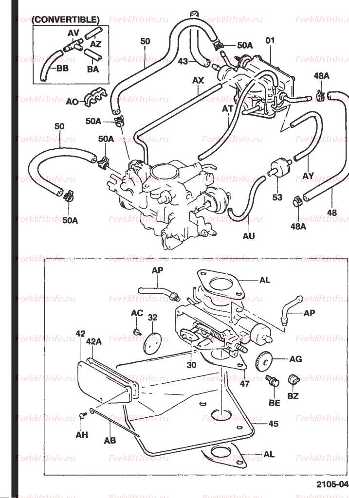 Карбюратор двигателя 5k Toyota вакуумные трубки