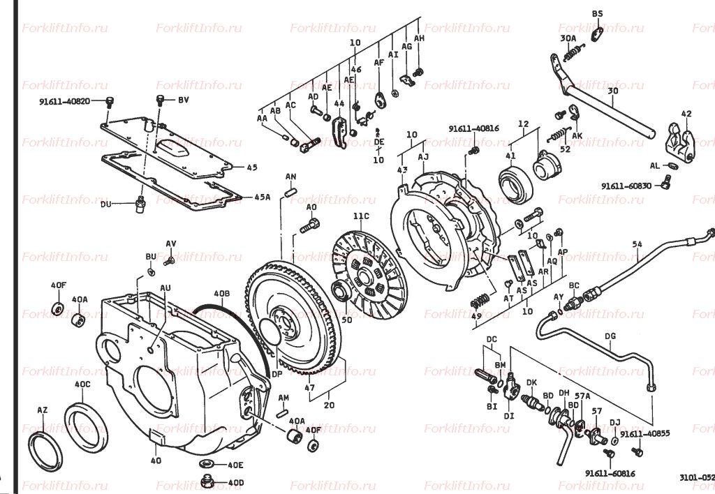 Масляное сцепление вилочных погрузчиков Toyota 6FG15, 6FD15, 40-6FG15