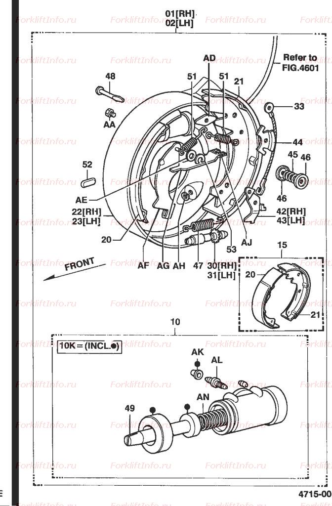 Механизм тормоза автопогрузчика Тойота 7FG/FD15